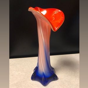 Vintage Calla Lily Blown Art Glass Vase